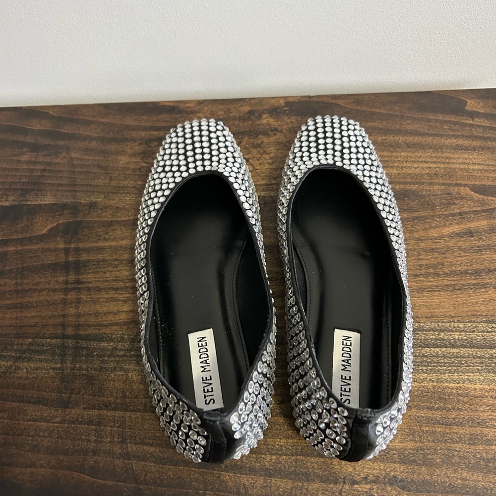 Steve Madden Matais Rhinestone Embellished Square Toe Ballet Flats, Size 9. - Picture 10 of 10